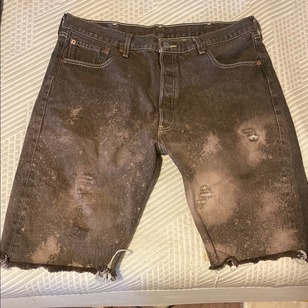 Distressed Brown Denim Shorts